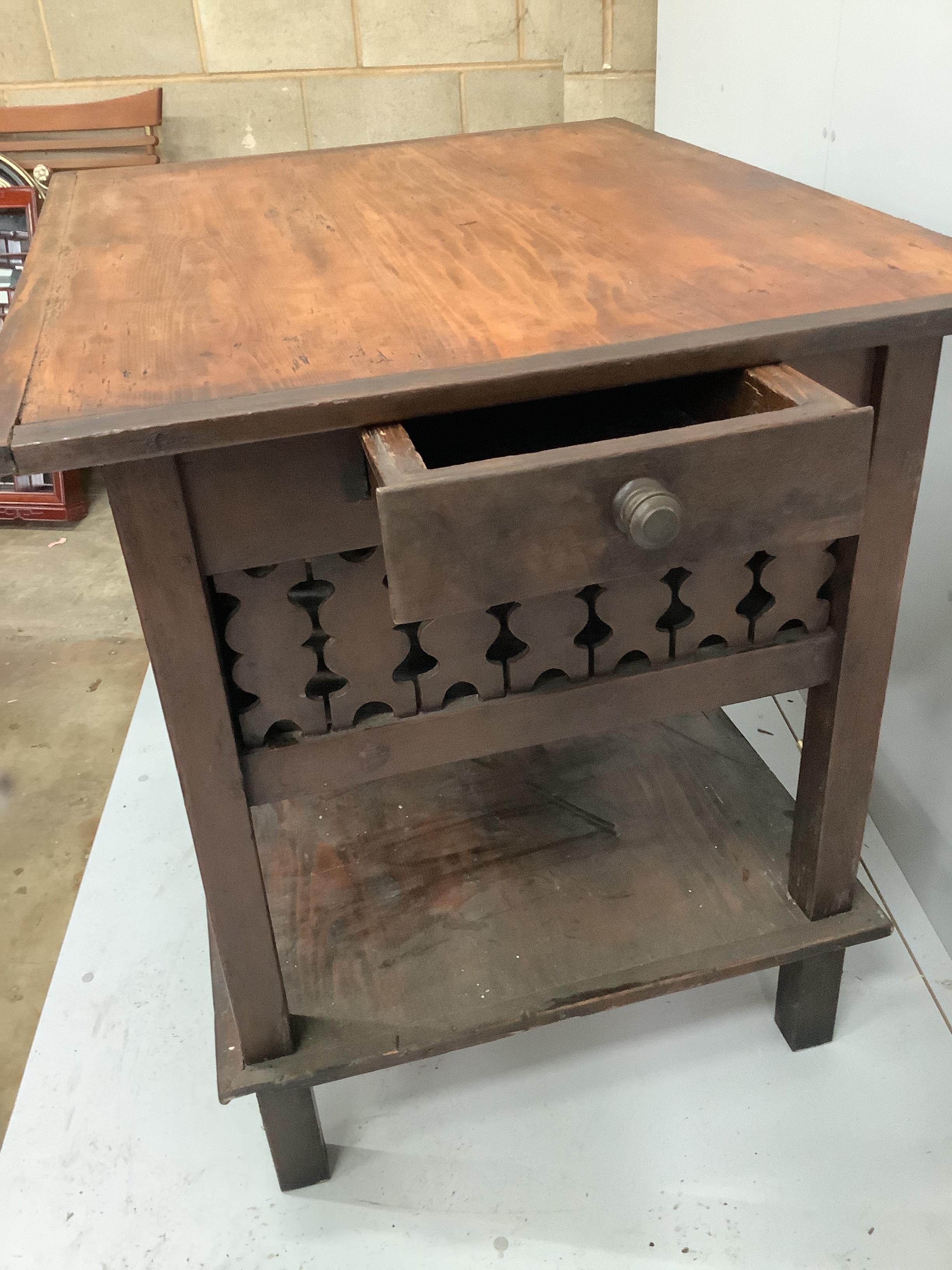 A 19th century Continental rectangular pine meat safe / centre table, width 104cm, depth 82cm, height 94cm